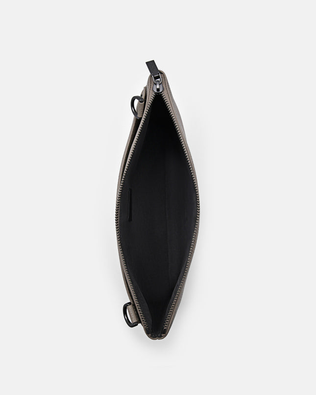 Two-Way Leather Clutch Bag - Taupe