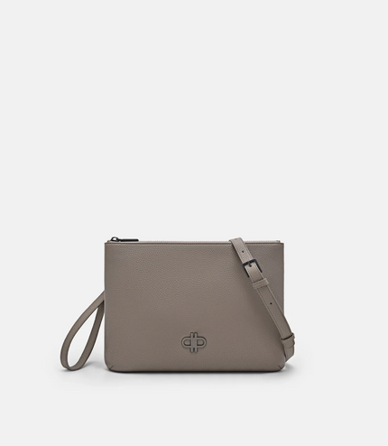 Two-Way Leather Clutch Bag - Taupe