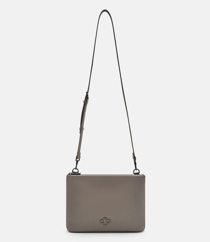 Two-Way Leather Clutch Bag - Taupe