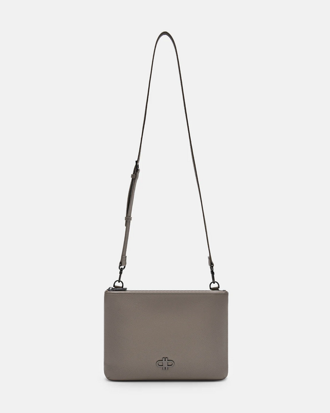 Two-Way Leather Clutch Bag - Taupe
