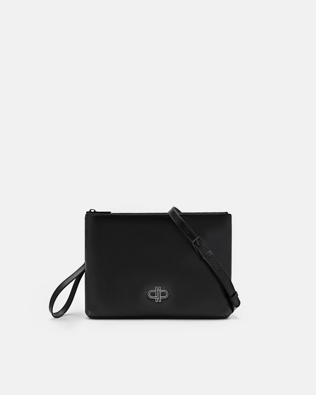 Two-Way Leather Clutch Bag - Black