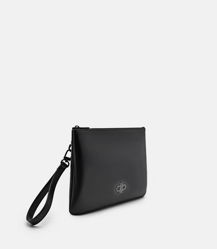 Two-Way Leather Clutch Bag - Black