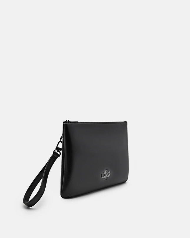 Two-Way Leather Clutch Bag - Black