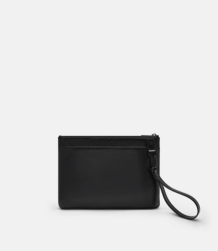 Two-Way Leather Clutch Bag - Black