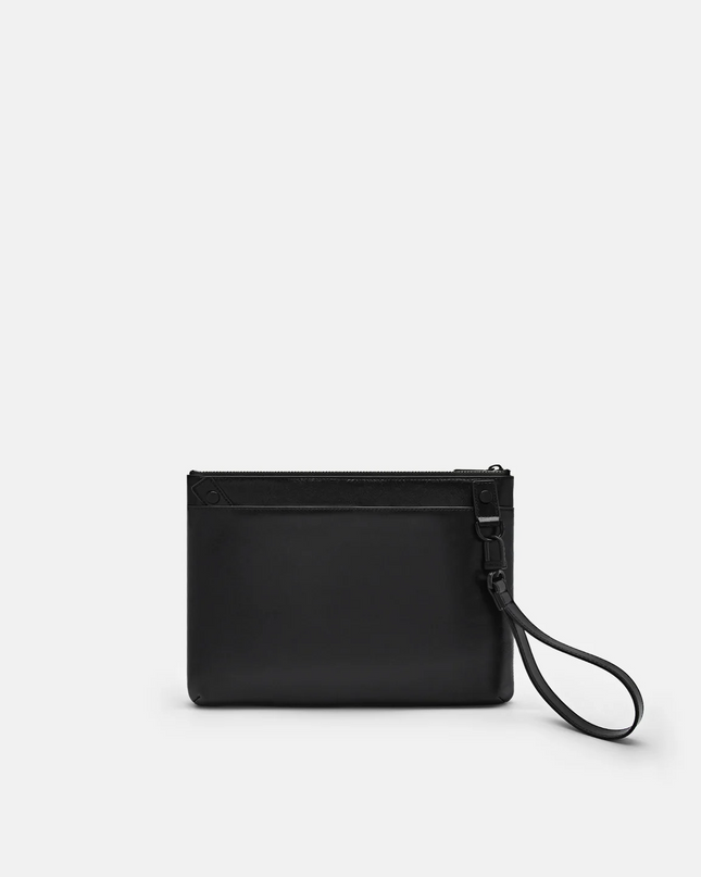 Two-Way Leather Clutch Bag - Black