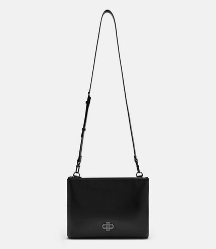 Two-Way Leather Clutch Bag - Black