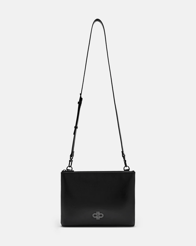 Two-Way Leather Clutch Bag - Black