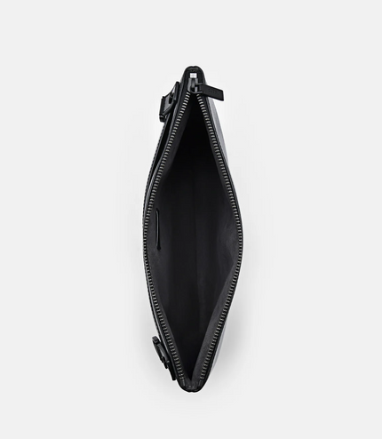Two-Way Leather Clutch Bag - Black