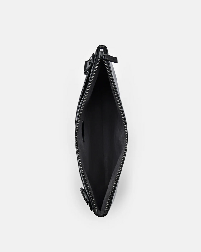 Two-Way Leather Clutch Bag - Black