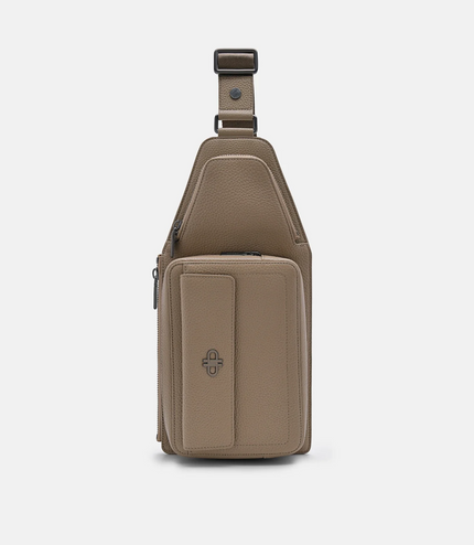 Leather Crossbody Pouch - Taupe