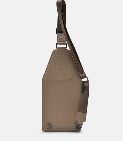 Leather Crossbody Pouch - Taupe