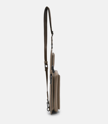 Leather Crossbody Pouch - Taupe