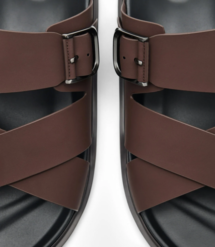 Helix Cross Sandals - Dark Brown