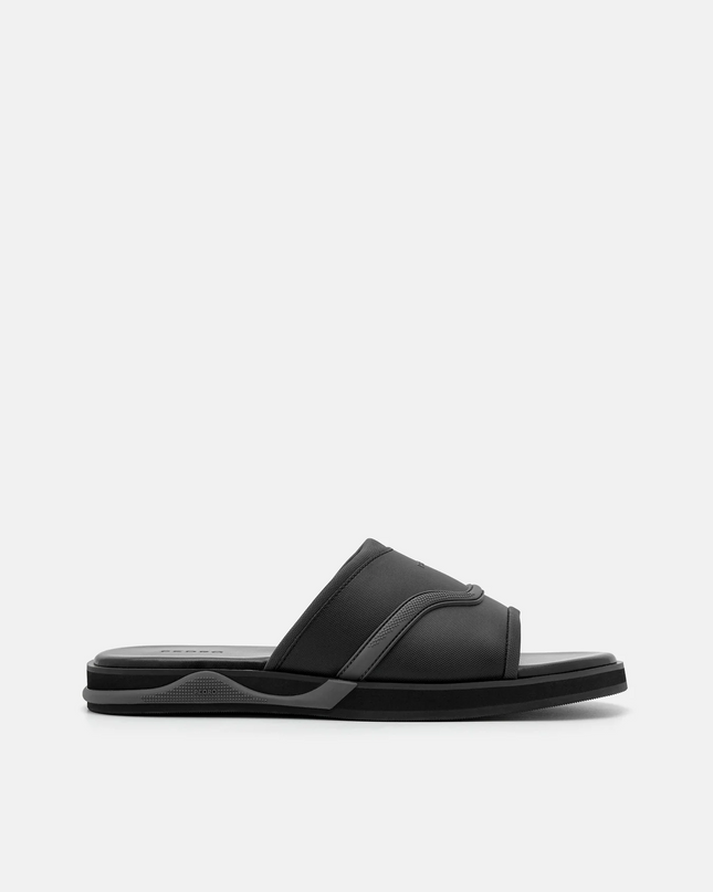 Embossed Slide Sandals - Black