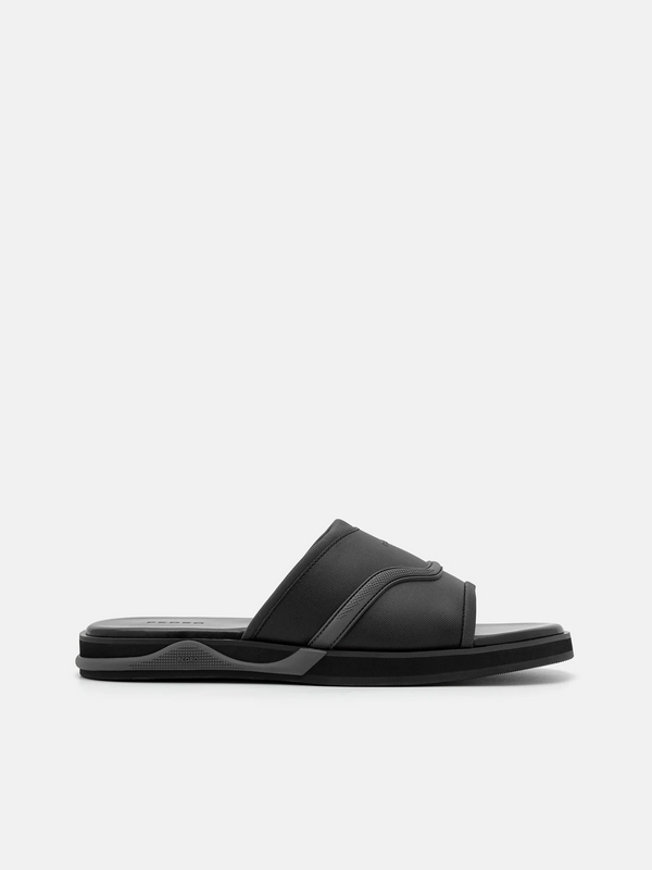Embossed Slide Sandals - Black