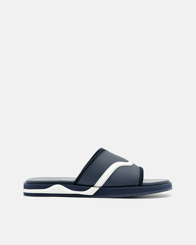 Embossed Slide Sandals - Navy