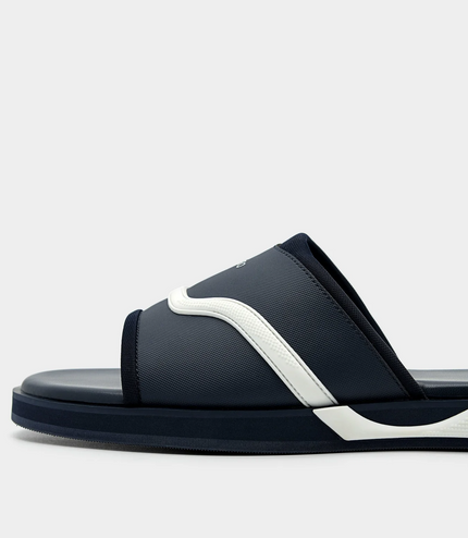 Embossed Slide Sandals - Navy