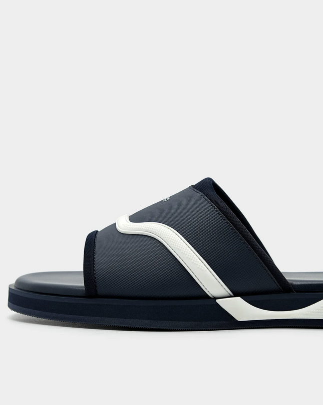 Embossed Slide Sandals - Navy