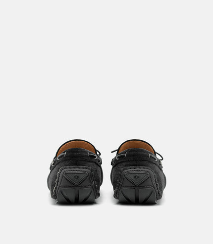 Corduroy Bow Driving Shoes - Black
