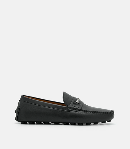 Leather Horsebit Driving Shoes - Black