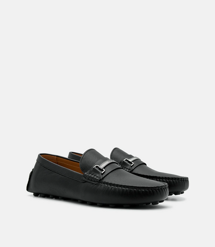 Leather Horsebit Driving Shoes - Black
