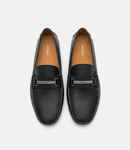 Leather Horsebit Driving Shoes - Black