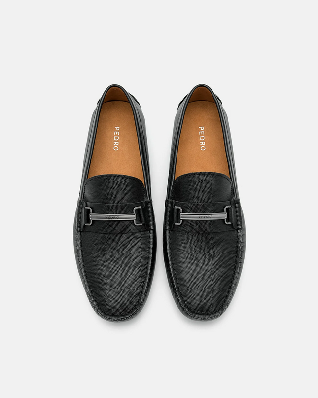 Leather Horsebit Driving Shoes - Black