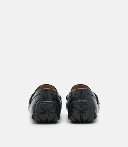 PEDRO Icon Croc-Embossed Leather Driving Shoes - Black