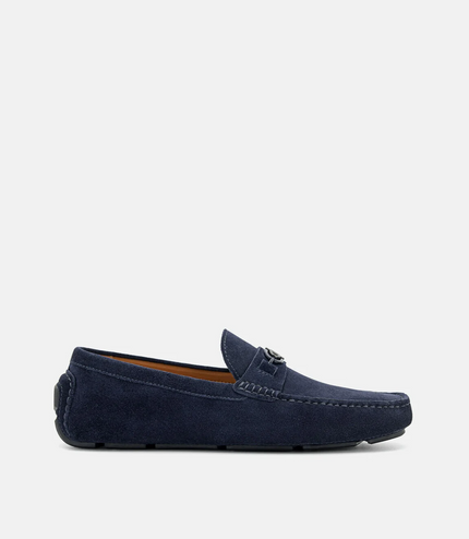 PEDRO Icon Suede Horsebit Driving Shoes - Navy