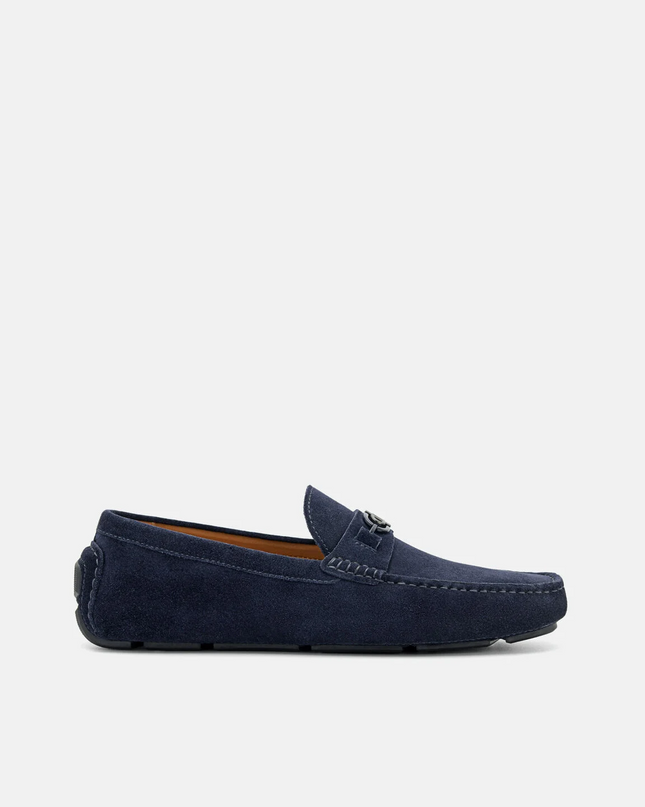 PEDRO Icon Suede Horsebit Driving Shoes - Navy