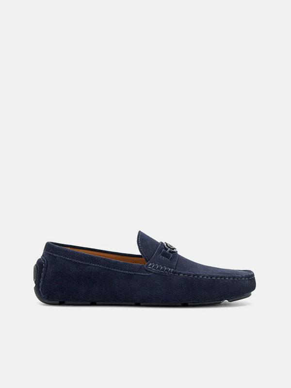 PEDRO Icon Suede Horsebit Driving Shoes - Navy