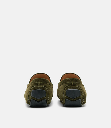 PEDRO Icon Suede Horsebit Driving Shoes - Military Green