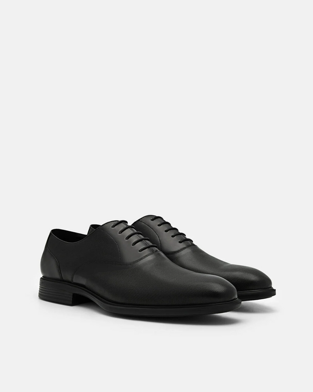 Altitude Lightweight Leather Oxford Shoes - Black