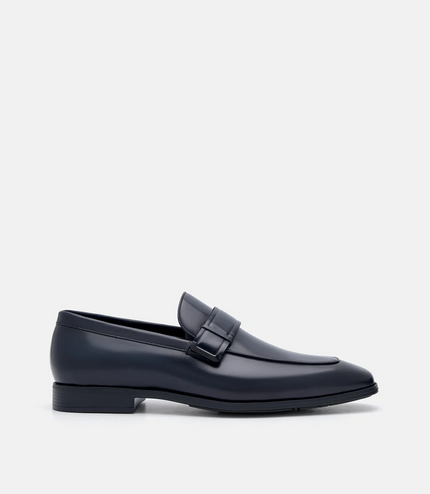 Altitude Lightweight Leather Penny Loafers - Navy