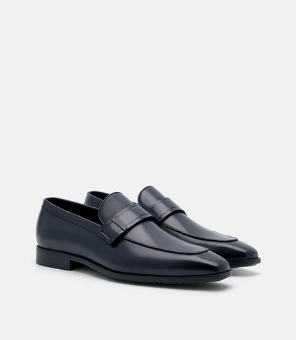 Altitude Lightweight Leather Penny Loafers - Navy