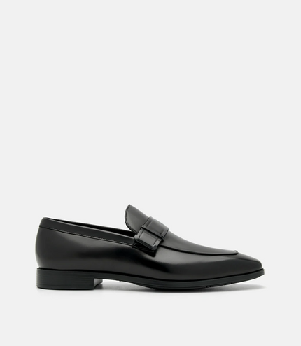 Altitude Lightweight Leather Penny Loafers - Black