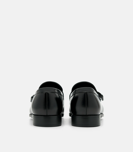 Altitude Lightweight Leather Penny Loafers - Black