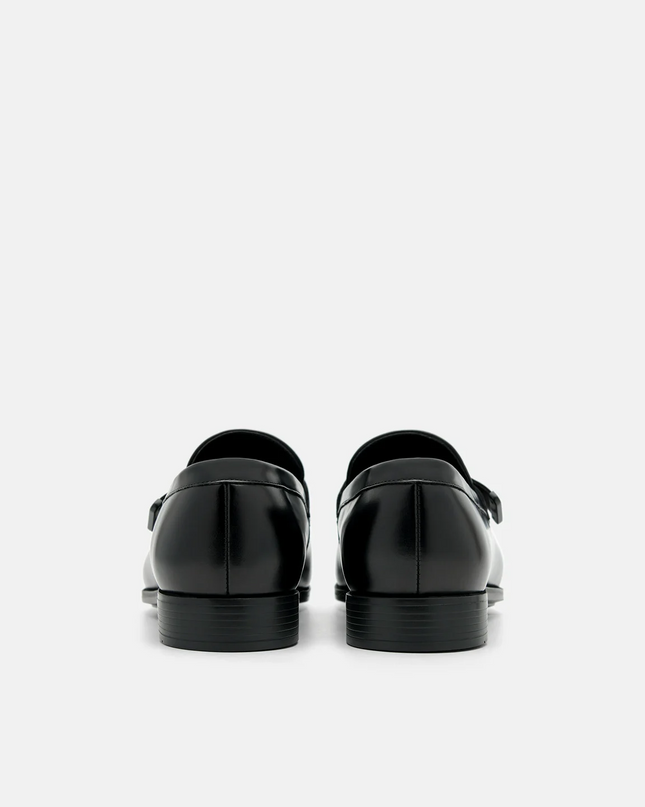 Altitude Lightweight Leather Penny Loafers - Black