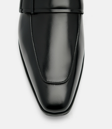 Altitude Lightweight Leather Penny Loafers - Black