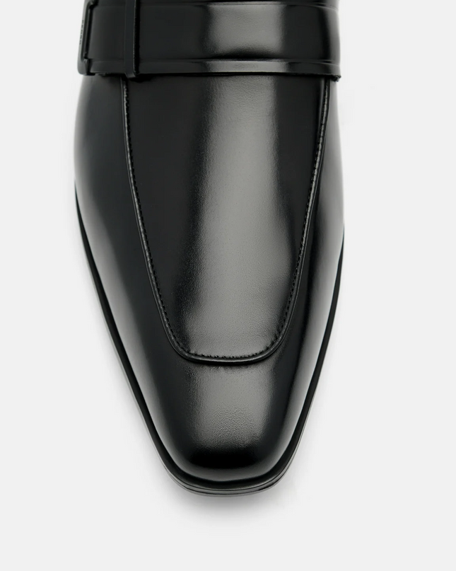 Altitude Lightweight Leather Penny Loafers - Black