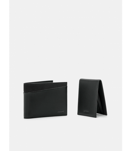 Nubuck Leather Bi-Fold Wallet with Insert - Black