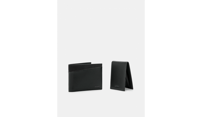 Nubuck Leather Bi-Fold Wallet with Insert - Black