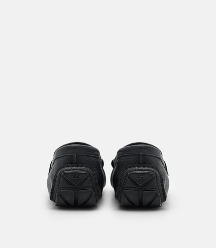PEDRO Icon Croc-Embossed Leather Driving Shoes - Black