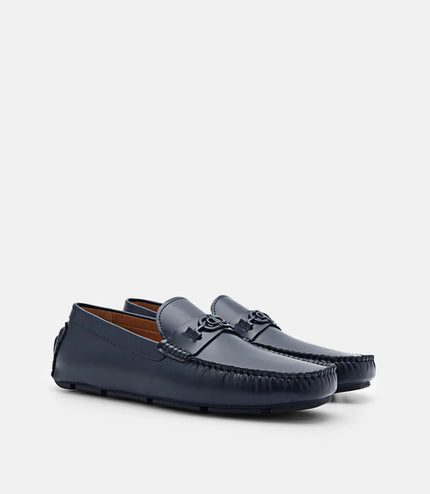 PEDRO Icon Leather Moccasins - Navy