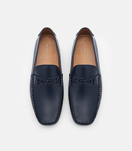 PEDRO Icon Leather Moccasins - Navy