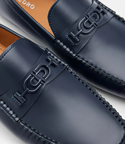 PEDRO Icon Leather Moccasins - Navy
