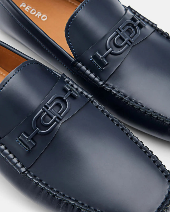 PEDRO Icon Leather Moccasins - Navy