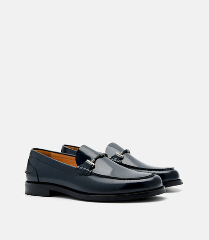Robert Leather Horsebit Loafers - Navy