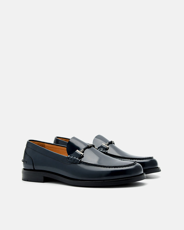 Robert Leather Horsebit Loafers - Navy