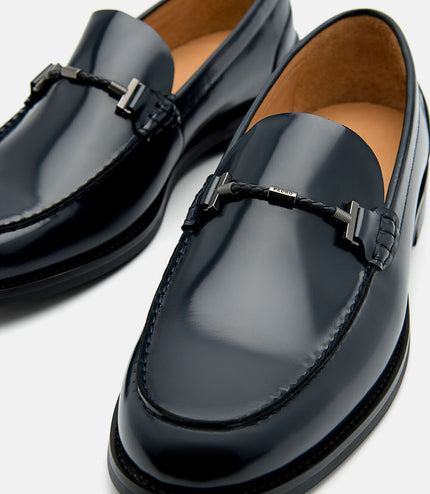 Robert Leather Horsebit Loafers - Navy
